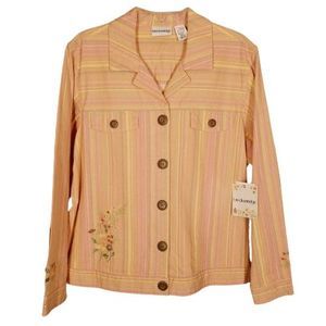 NEW Breckenridge Womens Jacket XL Orange Spring Embroidered Button Front